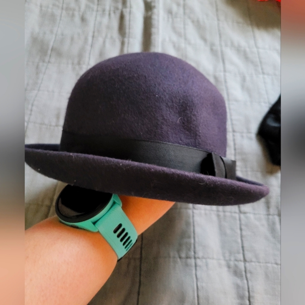 Tarnish Navy Blue Wool Hat with Black Band